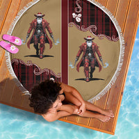 Western Yoke Beach Blanket Black Santa Cowboy Retro Style - Wonder Print Shop