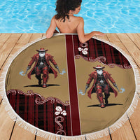 Western Yoke Beach Blanket Black Santa Cowboy Retro Style - Wonder Print Shop