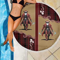 Western Yoke Beach Blanket Black Santa Cowboy Retro Style - Wonder Print Shop