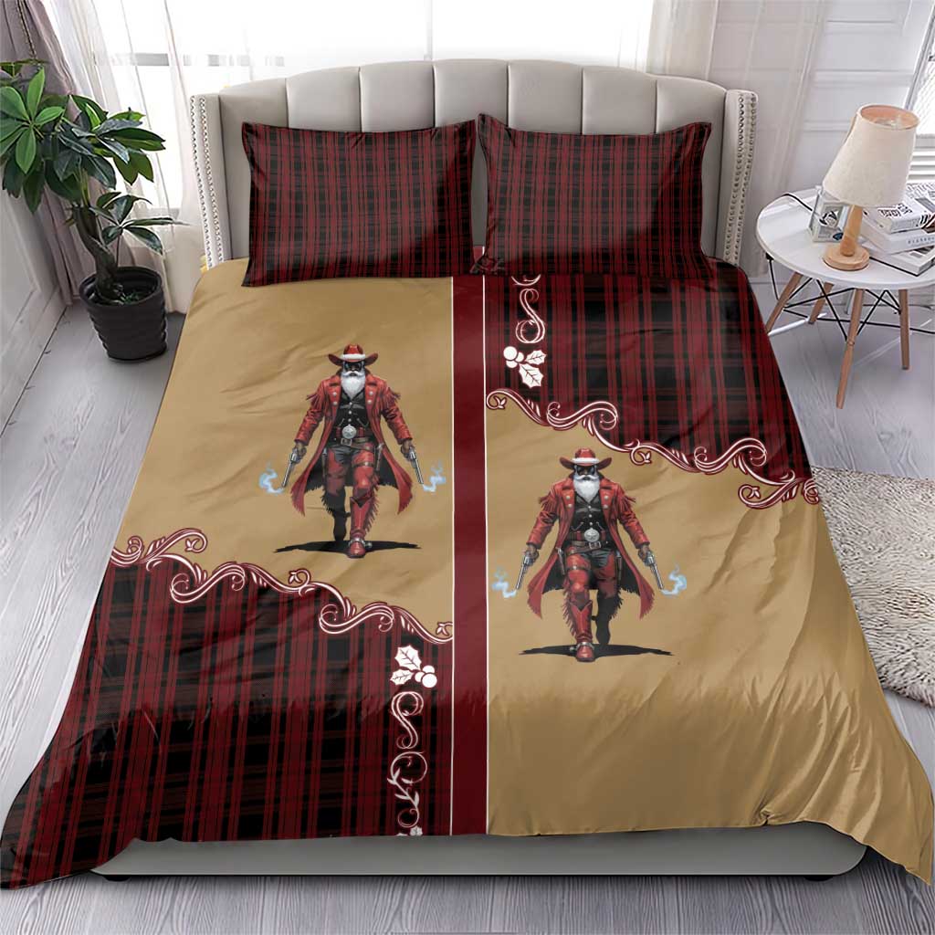 Western Yoke Bedding Set Black Santa Cowboy Retro Style - Wonder Print Shop