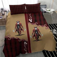 Western Yoke Bedding Set Black Santa Cowboy Retro Style - Wonder Print Shop