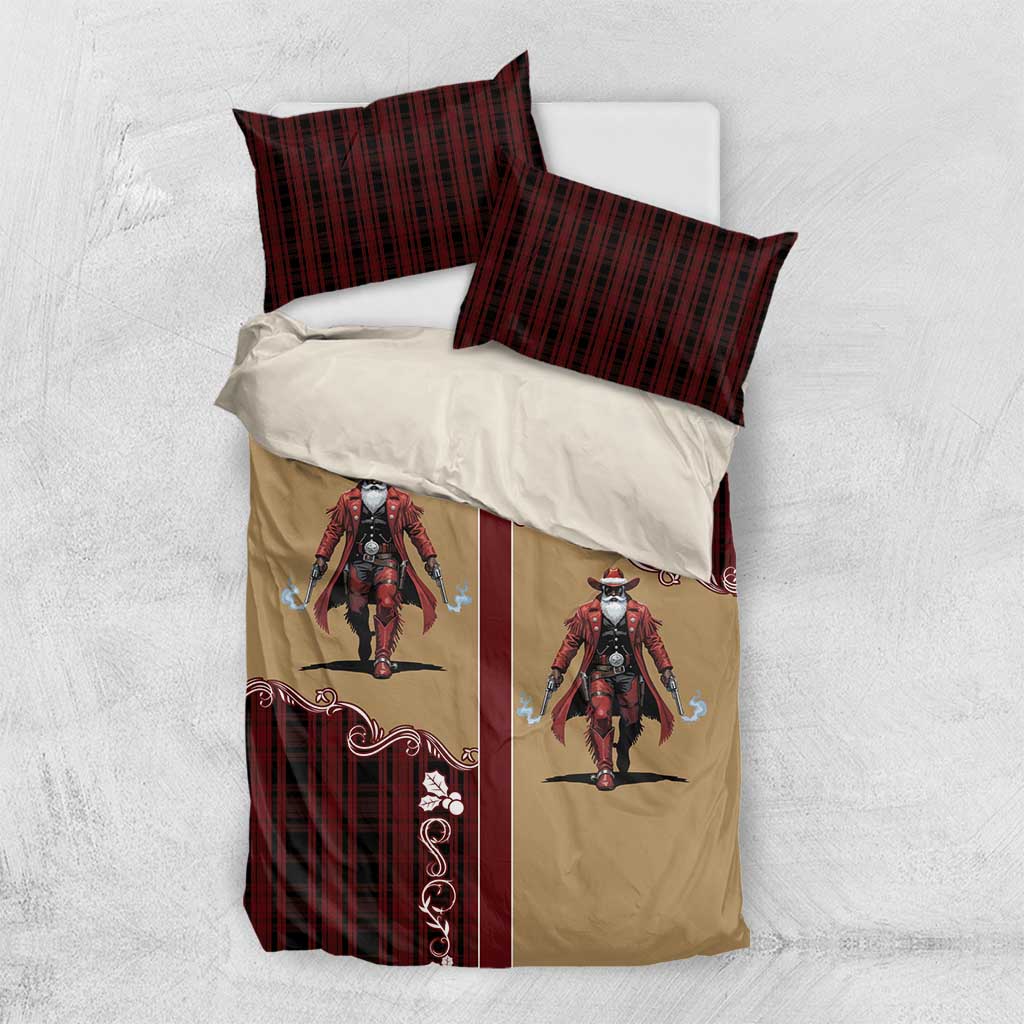 Western Yoke Bedding Set Black Santa Cowboy Retro Style - Wonder Print Shop
