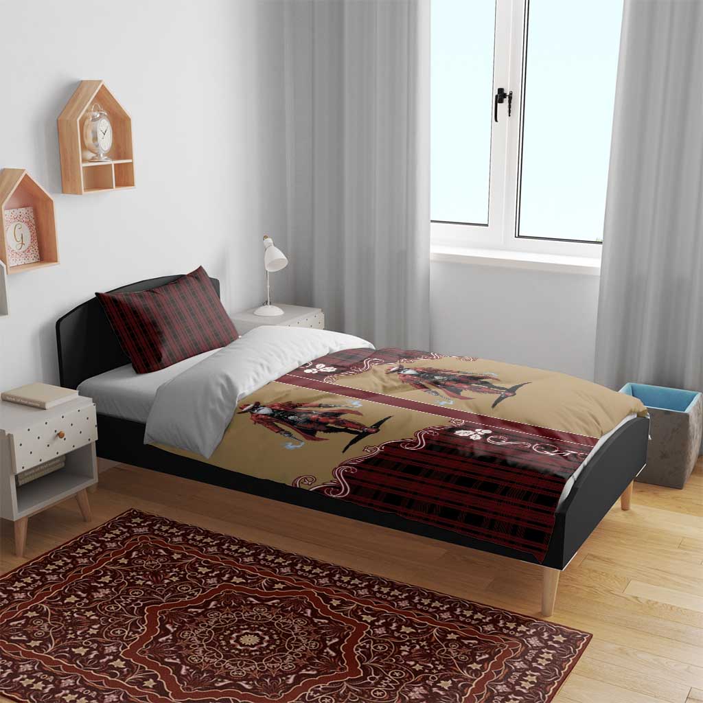 Western Yoke Bedding Set Black Santa Cowboy Retro Style - Wonder Print Shop