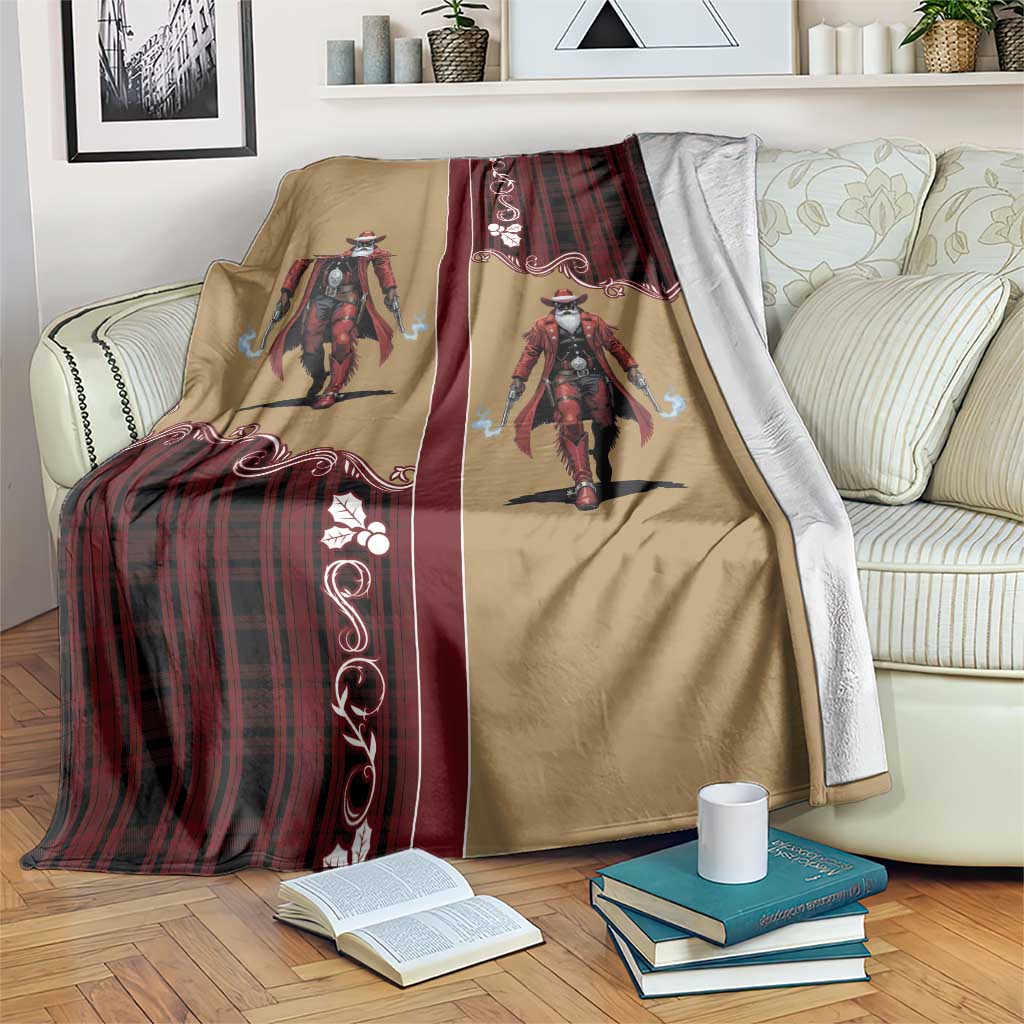 Western Yoke Blanket Black Santa Cowboy Retro Style - Wonder Print Shop