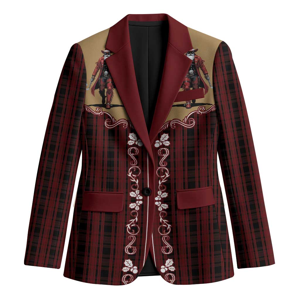 Western Yoke Blazer Black Santa Cowboy Retro Style - Wonder Print Shop