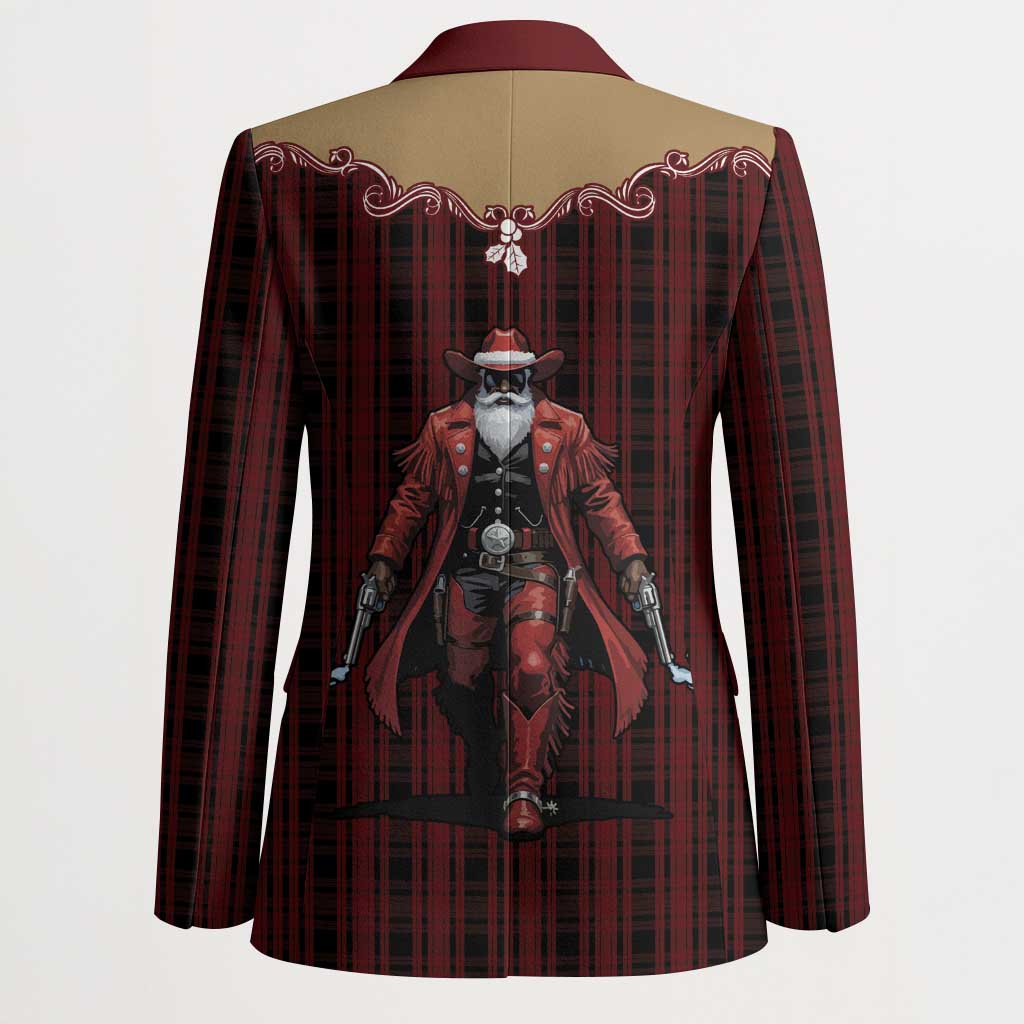 Western Yoke Blazer Black Santa Cowboy Retro Style - Wonder Print Shop
