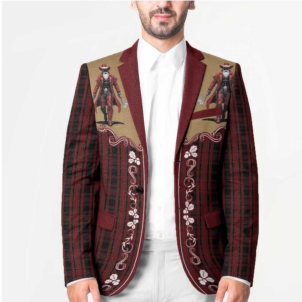 Western Yoke Blazer Black Santa Cowboy Retro Style - Wonder Print Shop