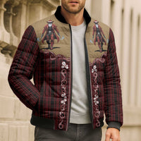 Western Yoke Bomber Puffer Jacket Black Santa Cowboy Retro Style - Wonder Print Shop