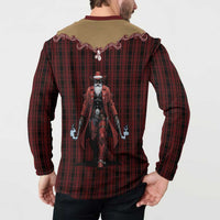 Western Yoke Button Sweatshirt Black Santa Cowboy Retro Style - Wonder Print Shop