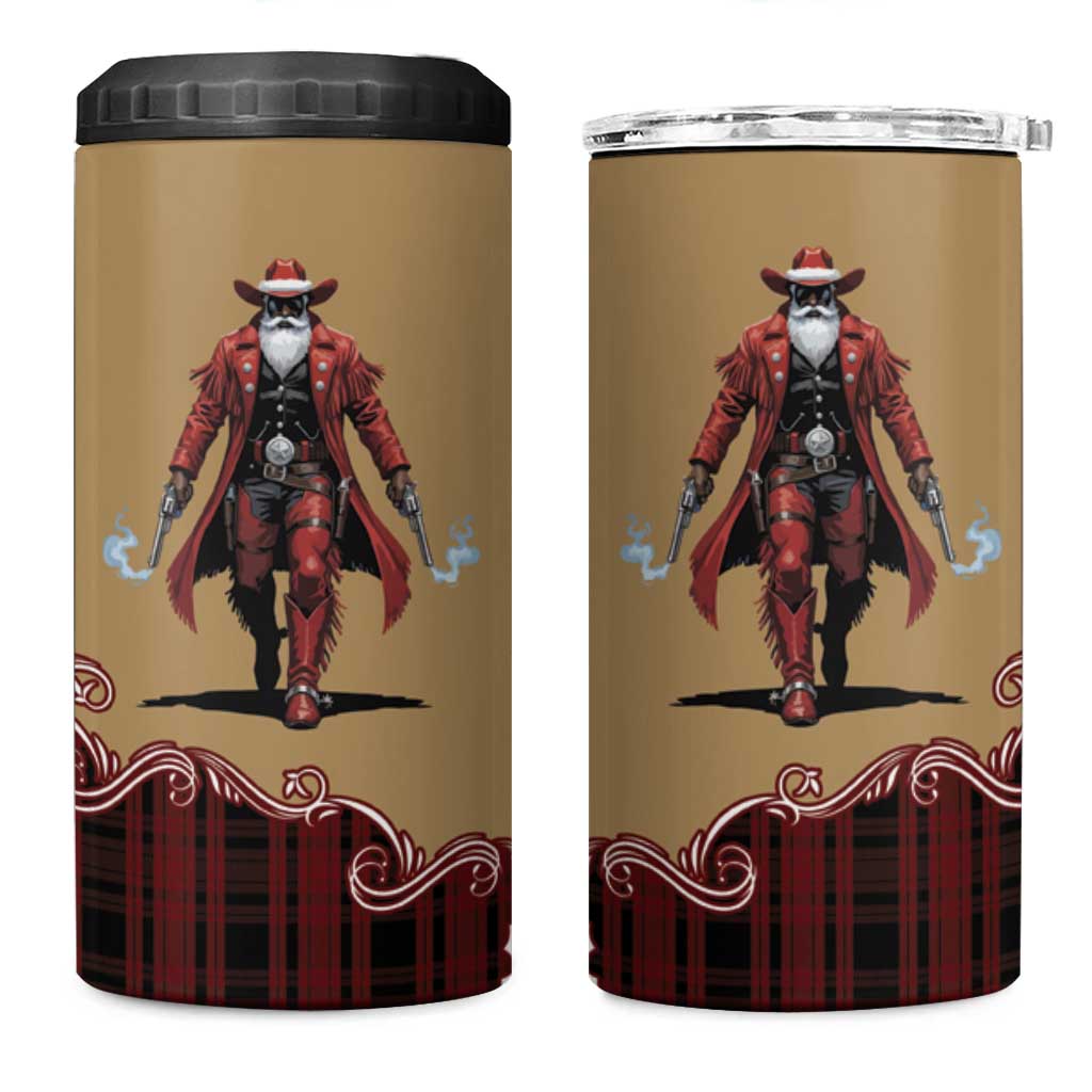 Western Yoke 4 in 1 Can Cooler Tumbler Black Santa Cowboy Retro Style - Wonder Print Shop