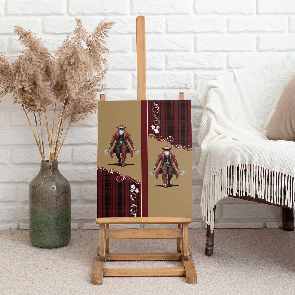 Western Yoke Canvas Wall Art Black Santa Cowboy Retro Style - Wonder Print Shop