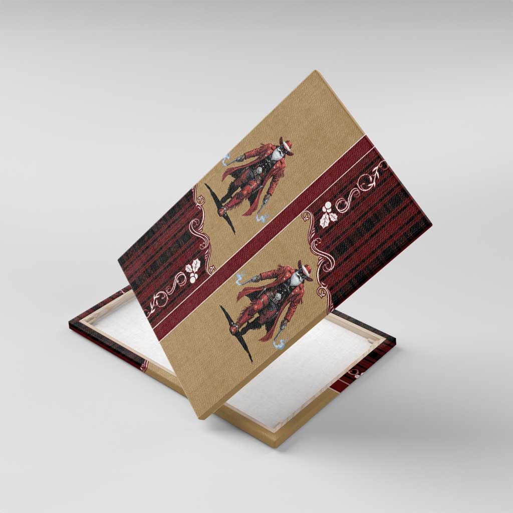 Western Yoke Canvas Wall Art Black Santa Cowboy Retro Style - Wonder Print Shop