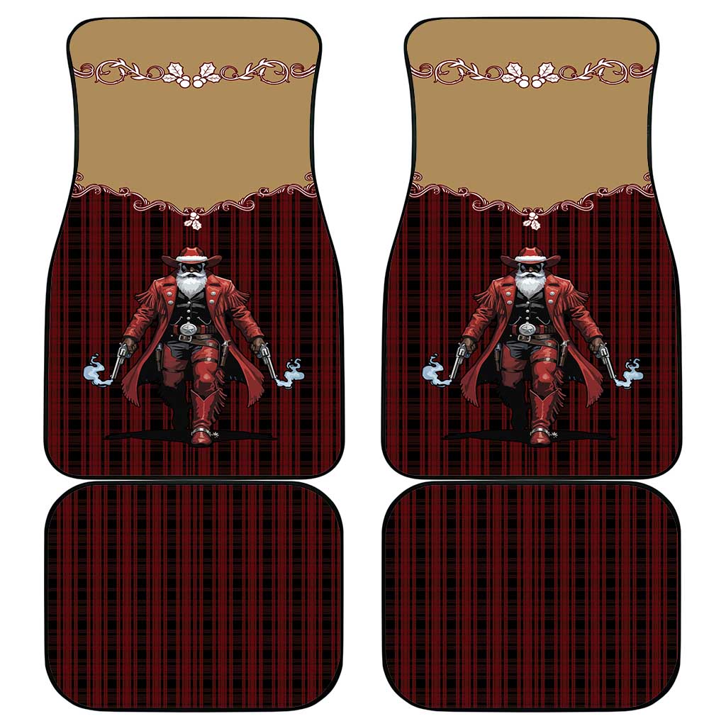 Western Yoke Car Mats Black Santa Cowboy Retro Style - Wonder Print Shop