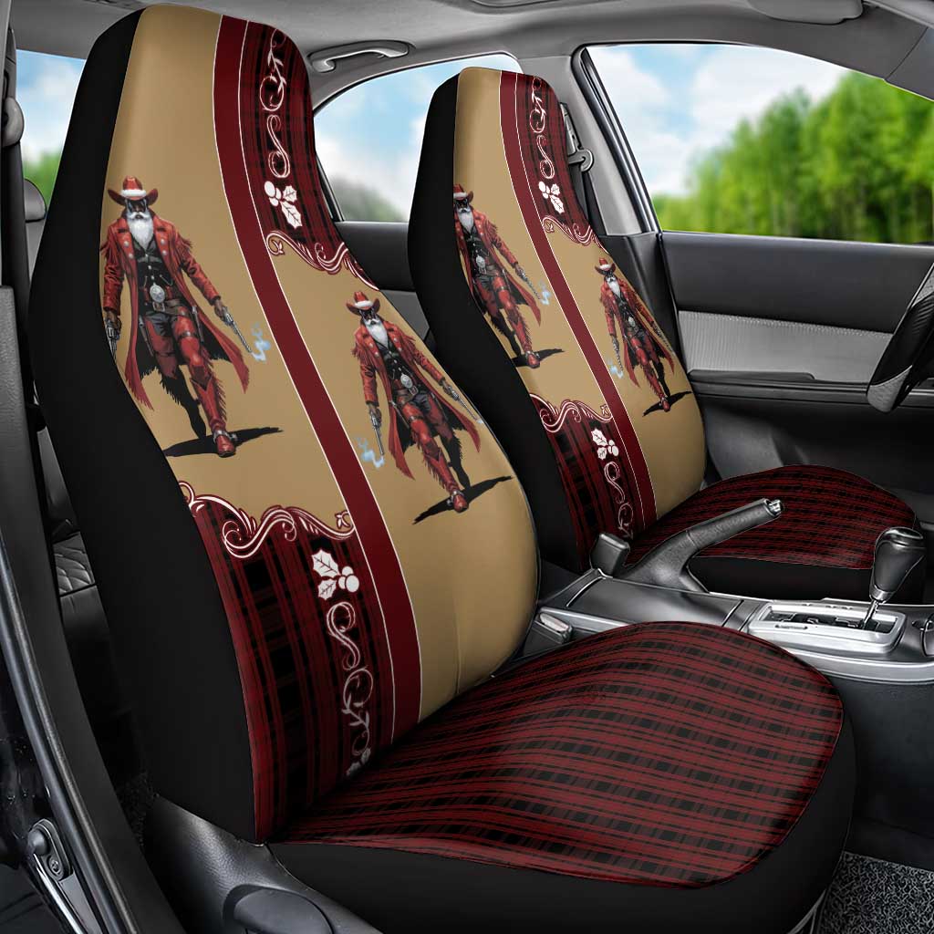 Western Yoke Car Seat Cover Black Santa Cowboy Retro Style - Wonder Print Shop