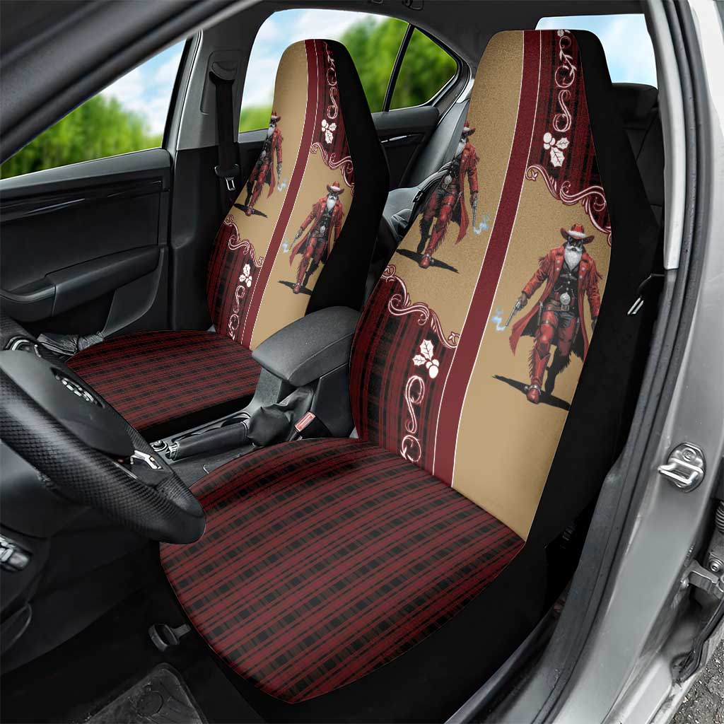 Western Yoke Car Seat Cover Black Santa Cowboy Retro Style - Wonder Print Shop