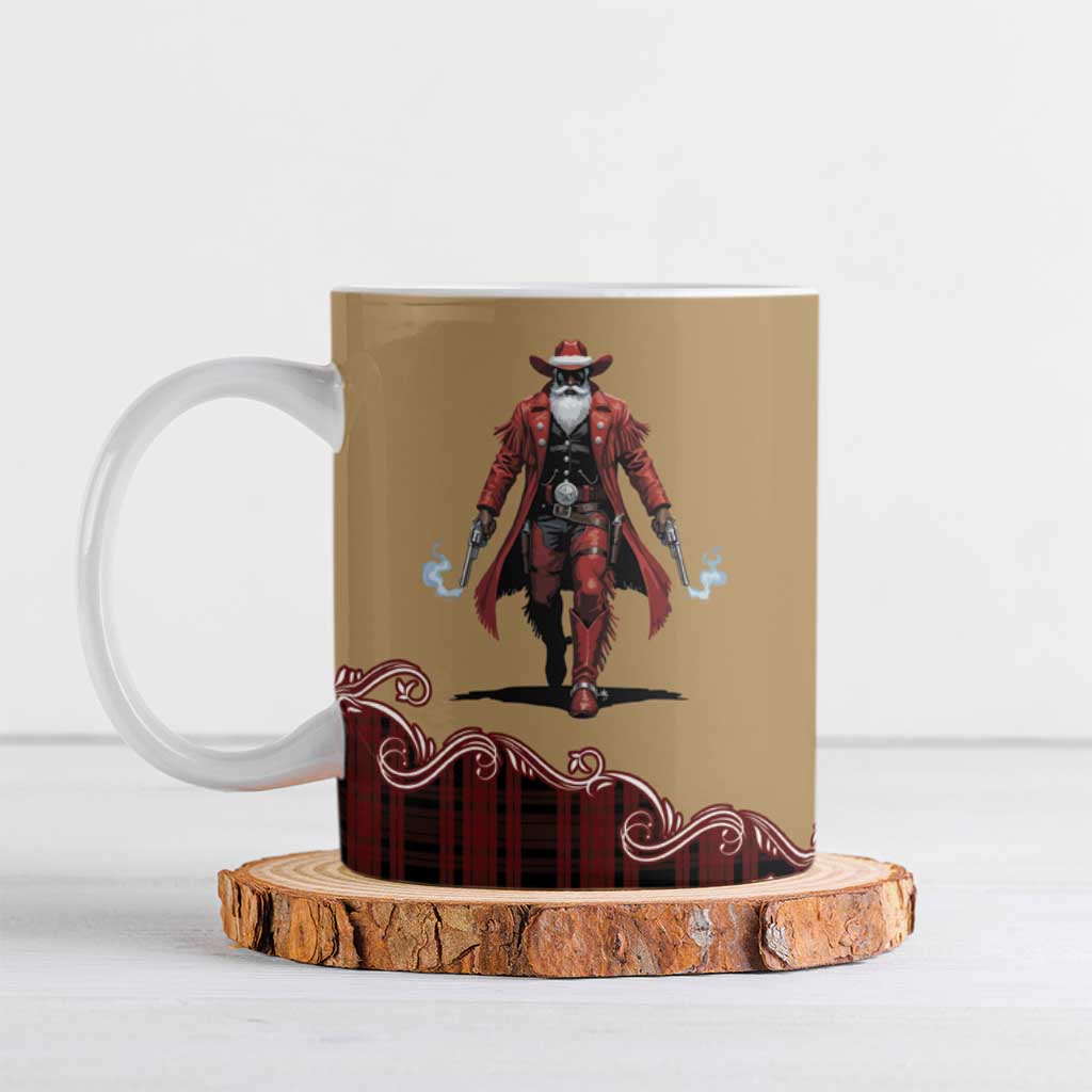 Western Yoke Ceramic Mug Black Santa Cowboy Retro Style - Wonder Print Shop