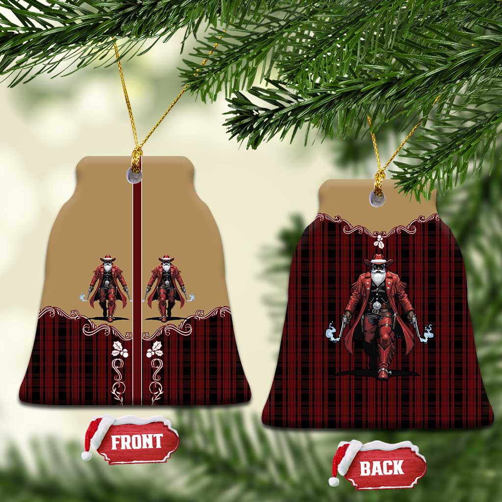 Western Yoke Ceramic Ornament Black Santa Cowboy Retro Style - Wonder Print Shop