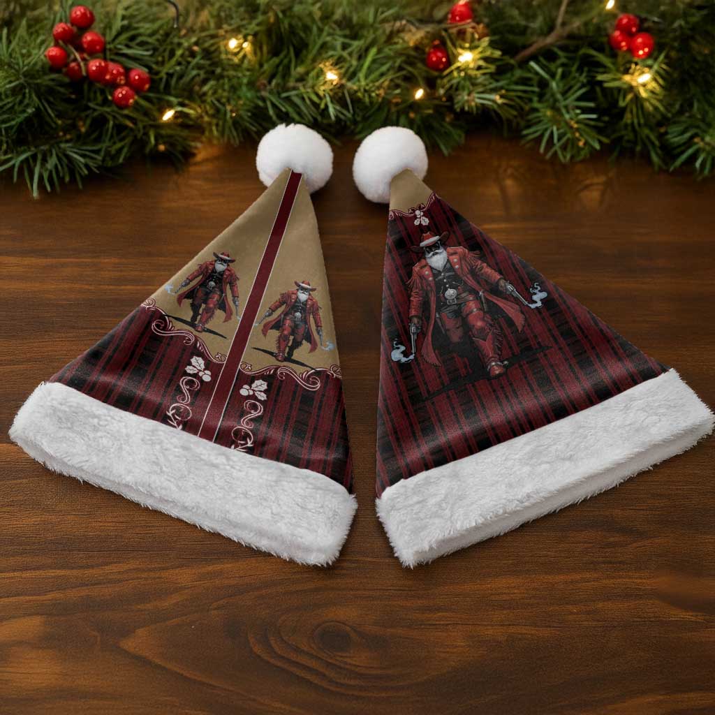 Western Yoke Christmas Santa Hat Black Santa Cowboy Retro Style - Wonder Print Shop
