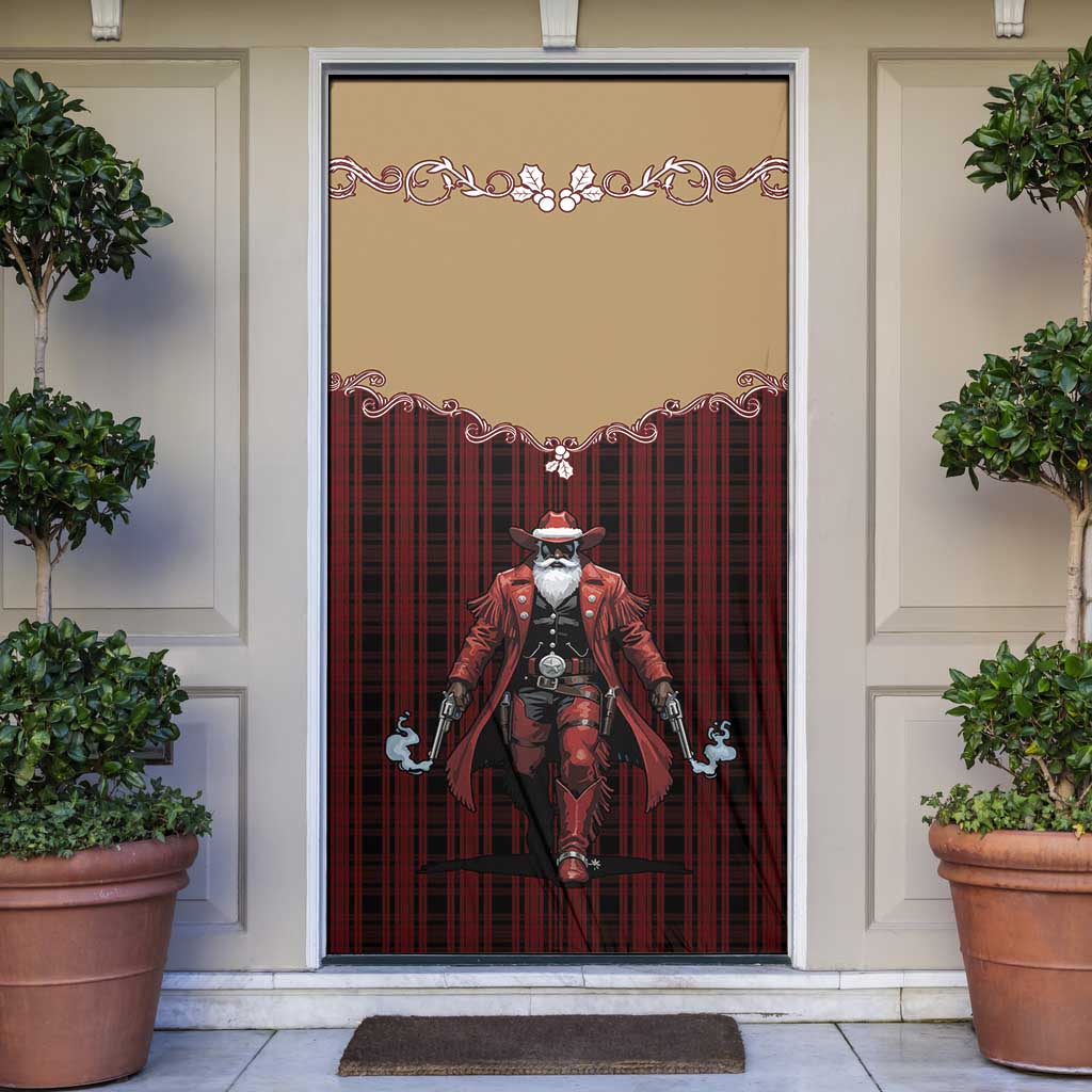 Western Yoke Door Cover Black Santa Cowboy Retro Style - Wonder Print Shop