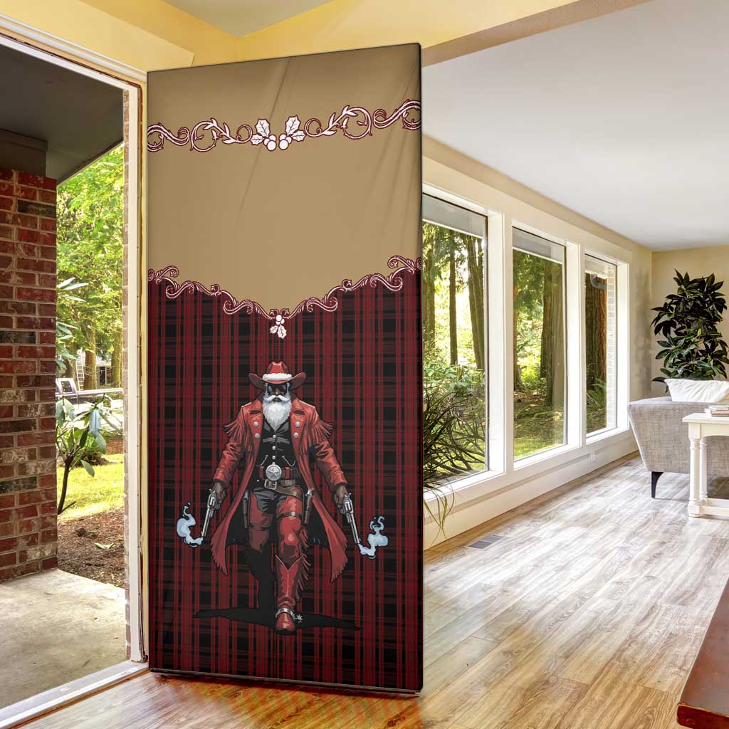 Western Yoke Door Cover Black Santa Cowboy Retro Style - Wonder Print Shop