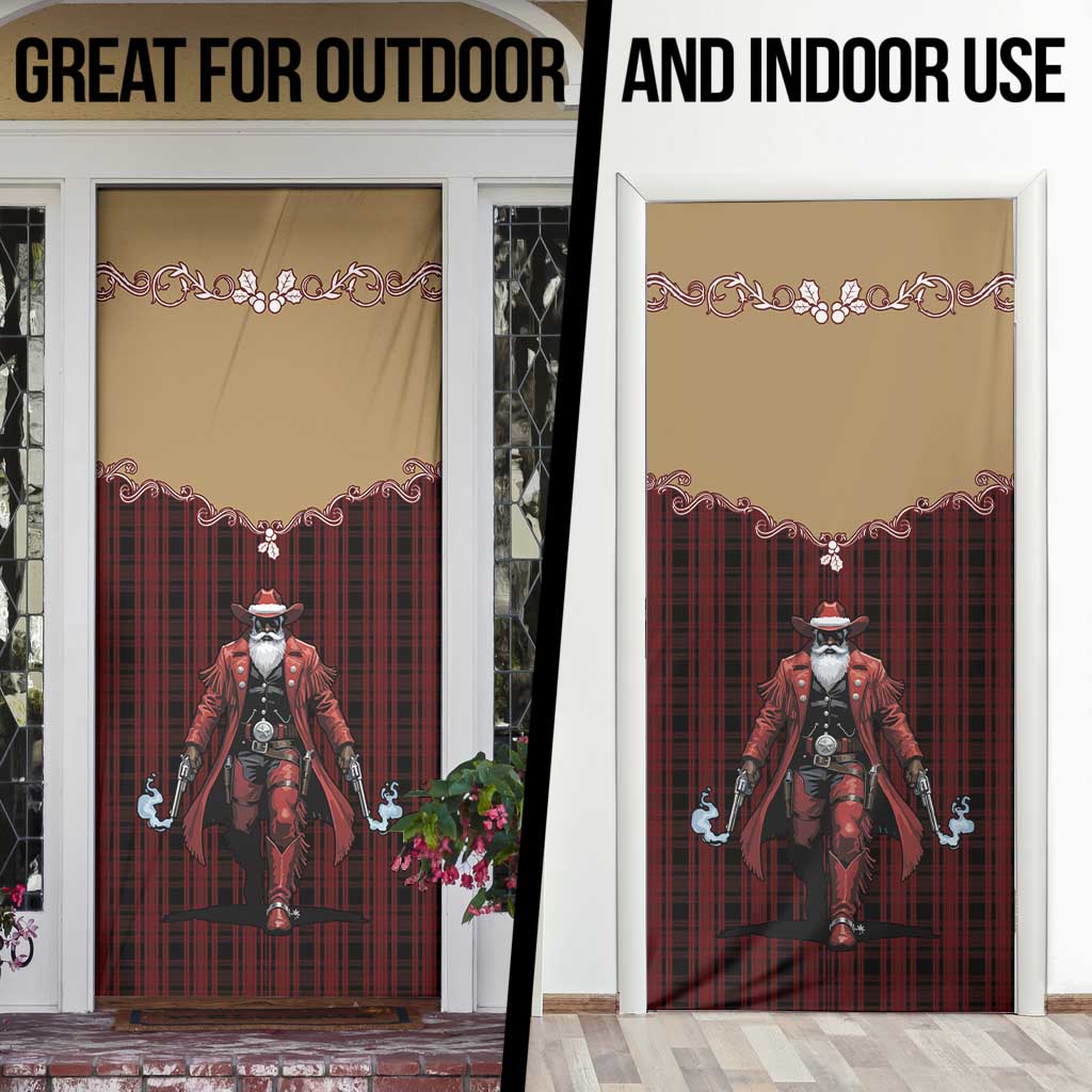 Western Yoke Door Cover Black Santa Cowboy Retro Style - Wonder Print Shop