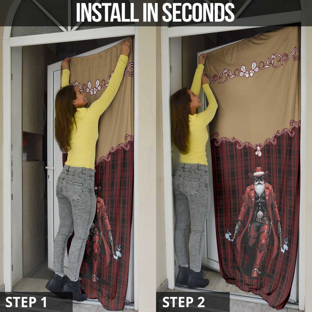 Western Yoke Door Cover Black Santa Cowboy Retro Style - Wonder Print Shop