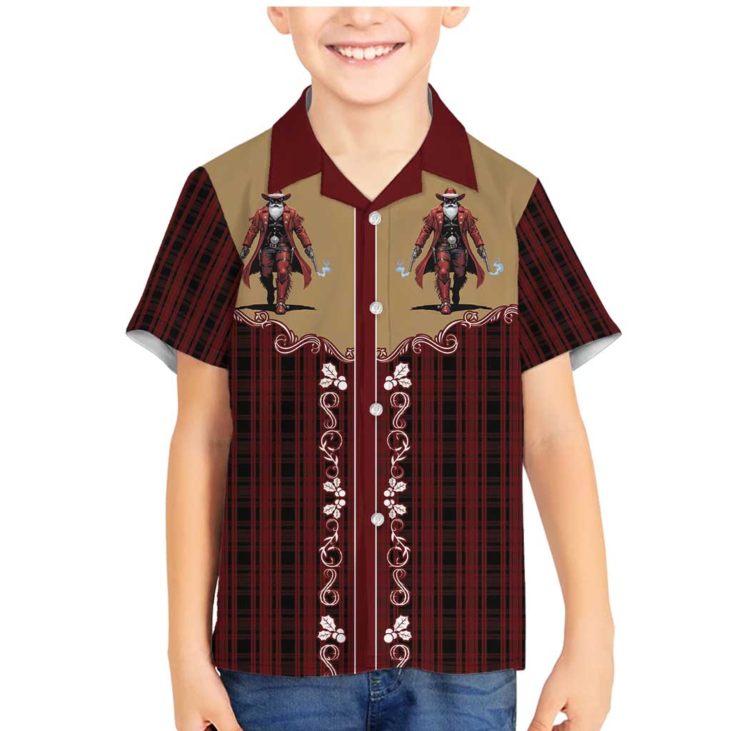 Western Yoke Family Matching Mermaid Dress and Hawaiian Shirt Black Santa Cowboy Retro Style - Wonder Print Shop