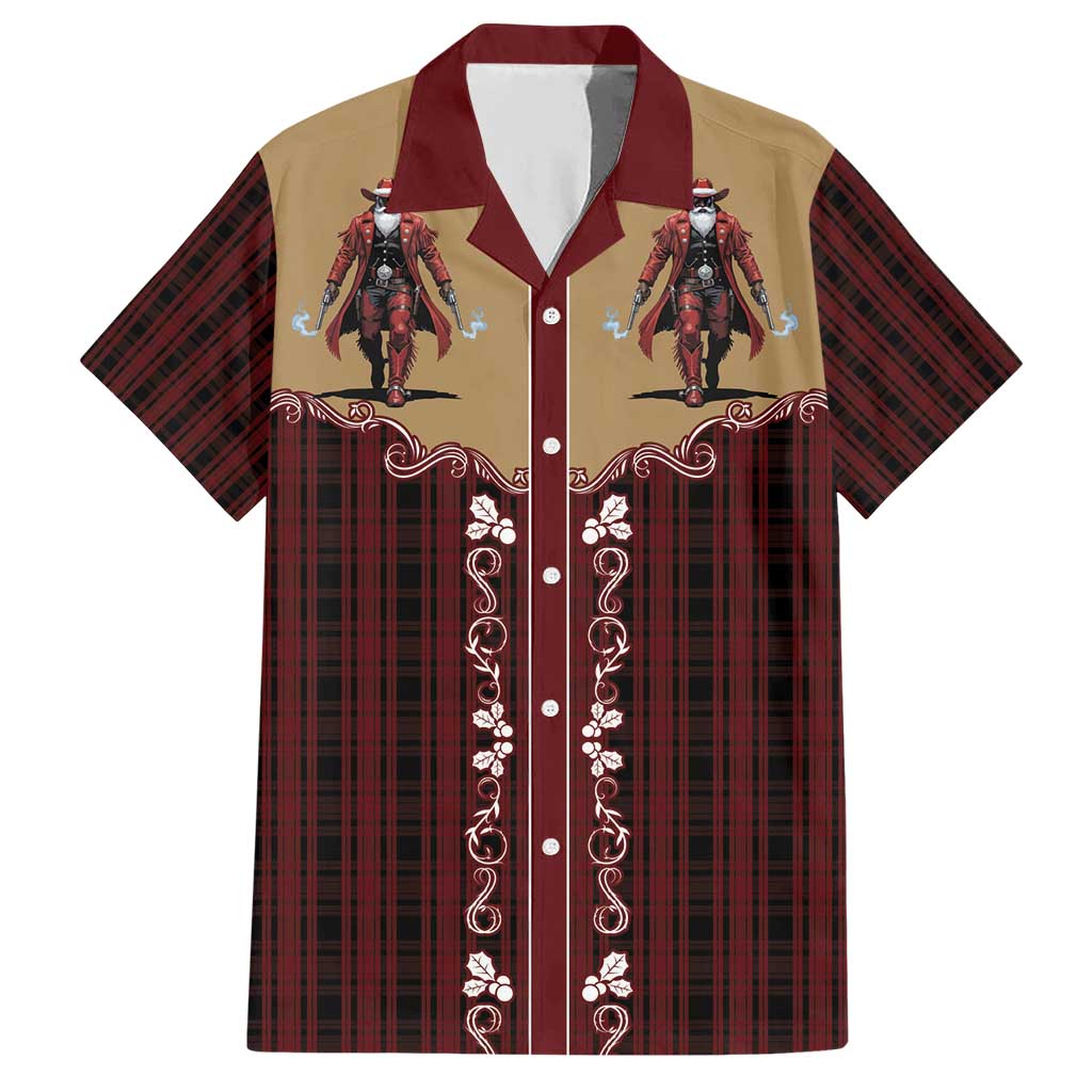 Western Yoke Family Matching Short Sleeve Bodycon Dress and Hawaiian Shirt Black Santa Cowboy Retro Style - Wonder Print Shop