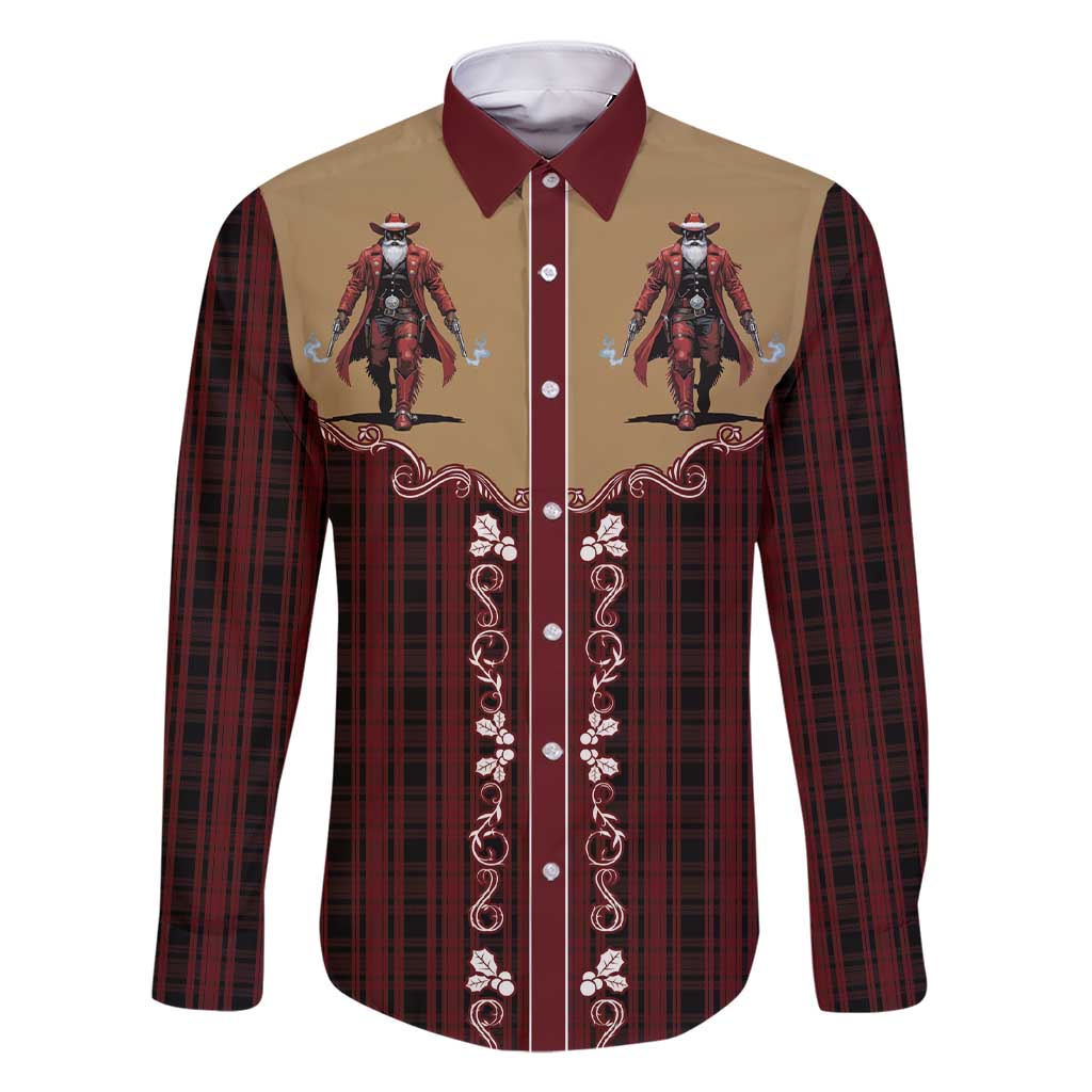 Western Yoke Family Matching Short Sleeve Bodycon Dress and Hawaiian Shirt Black Santa Cowboy Retro Style - Wonder Print Shop