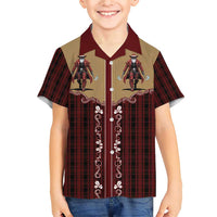 Western Yoke Family Matching Short Sleeve Bodycon Dress and Hawaiian Shirt Black Santa Cowboy Retro Style - Wonder Print Shop