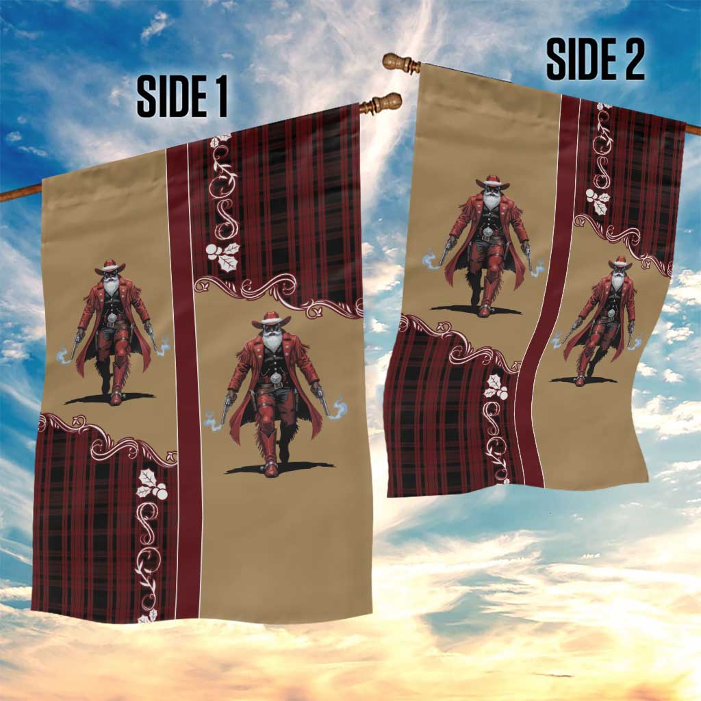 Western Yoke Garden Flag Black Santa Cowboy Retro Style - Wonder Print Shop