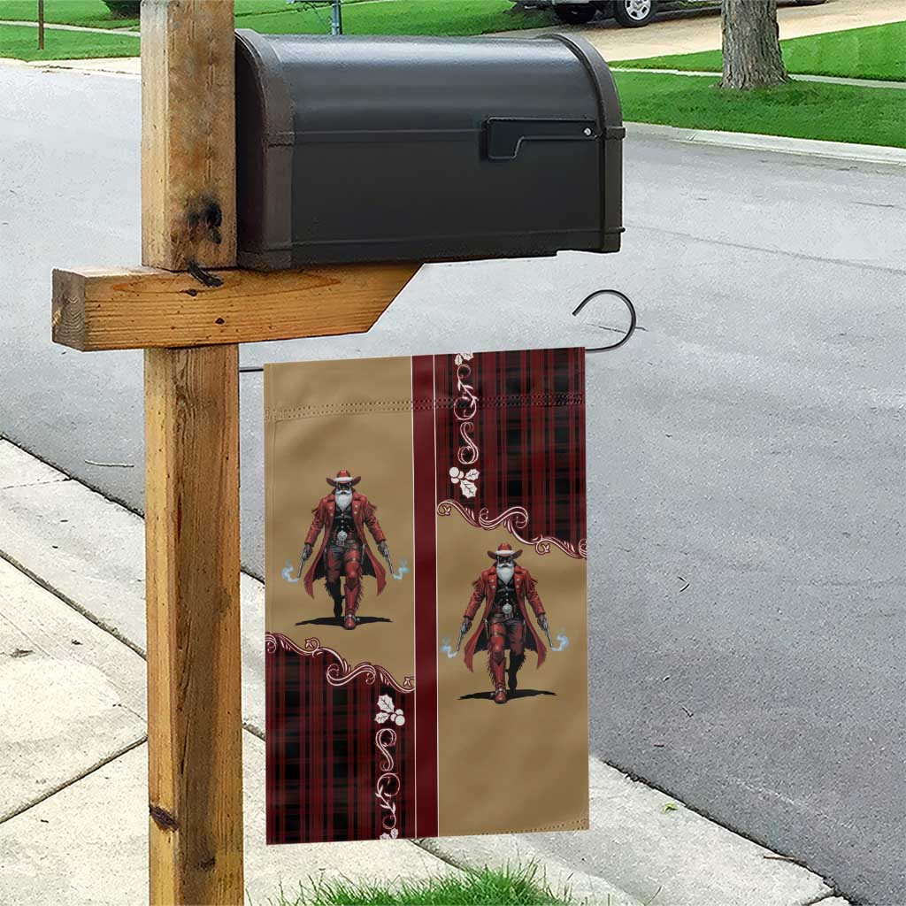 Western Yoke Garden Flag Black Santa Cowboy Retro Style - Wonder Print Shop