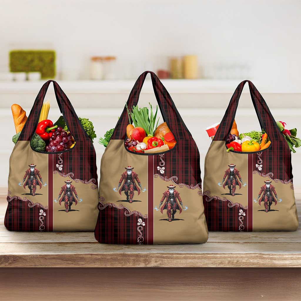 Western Yoke Grocery Bag Black Santa Cowboy Retro Style - Wonder Print Shop