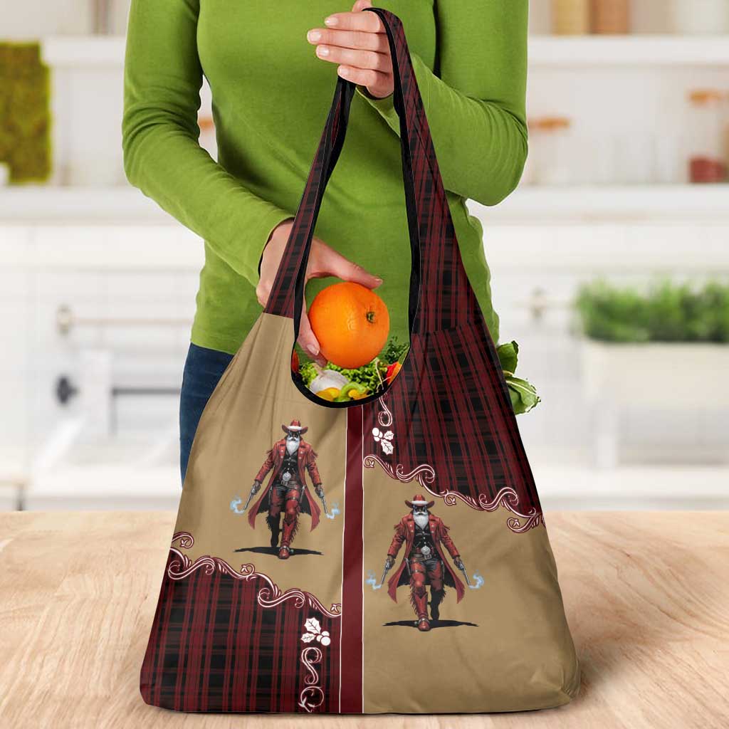 Western Yoke Grocery Bag Black Santa Cowboy Retro Style - Wonder Print Shop