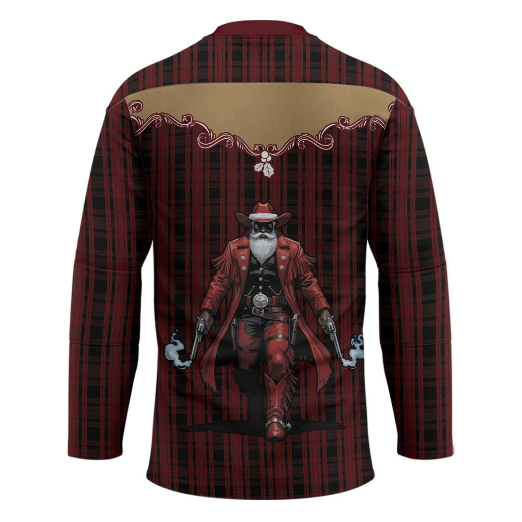 Western Yoke Hockey Jersey Black Santa Cowboy Retro Style - Wonder Print Shop
