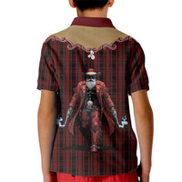 Western Yoke Kid Polo Shirt Black Santa Cowboy Retro Style - Wonder Print Shop