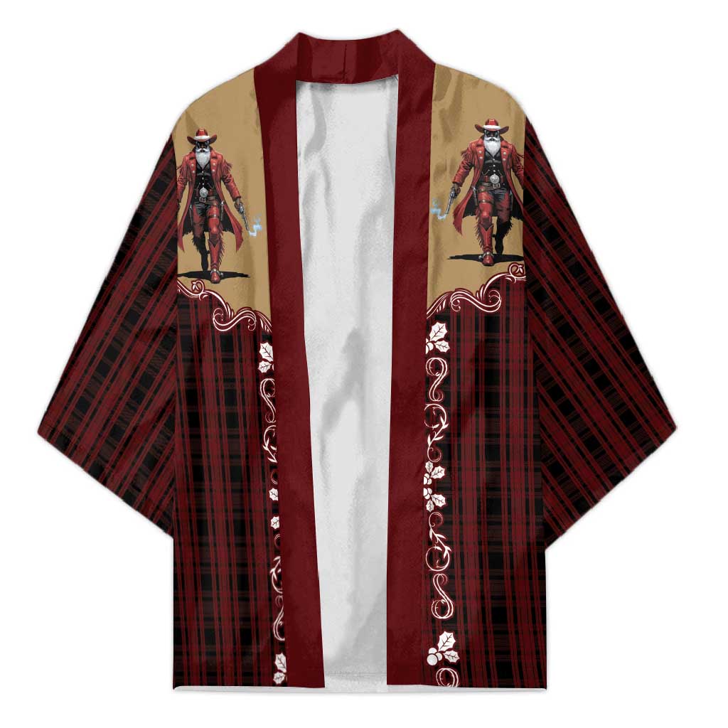 Western Yoke Kimono Black Santa Cowboy Retro Style - Wonder Print Shop