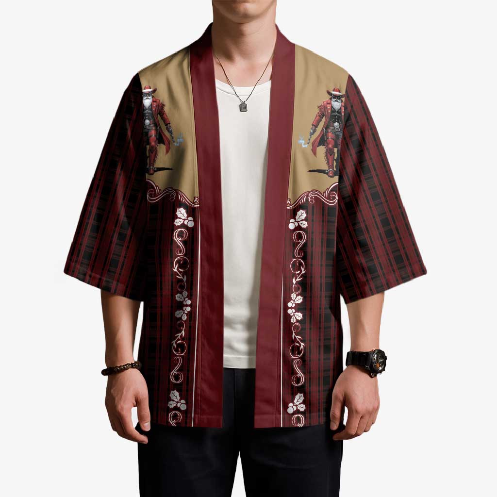Western Yoke Kimono Black Santa Cowboy Retro Style - Wonder Print Shop