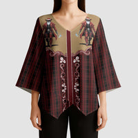 Western Yoke Kimono Sleeve Blouse Black Santa Cowboy Retro Style - Wonder Print Shop