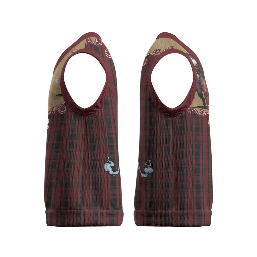 Western Yoke Christmas Knitted V-Neck Vest Black Santa Cowboy Retro Style - Wonder Print Shop