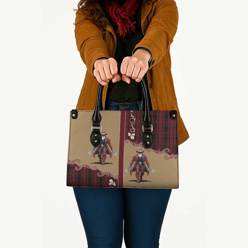 Western Yoke Leather Bag Black Santa Cowboy Retro Style - Wonder Print Shop