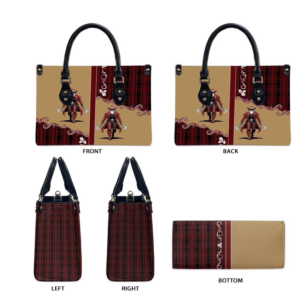 Western Yoke Leather Bag Black Santa Cowboy Retro Style - Wonder Print Shop