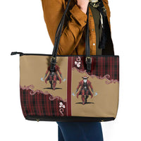 Western Yoke Leather Tote Bag Black Santa Cowboy Retro Style - Wonder Print Shop