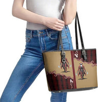 Western Yoke Leather Tote Bag Black Santa Cowboy Retro Style - Wonder Print Shop