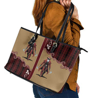 Western Yoke Leather Tote Bag Black Santa Cowboy Retro Style - Wonder Print Shop
