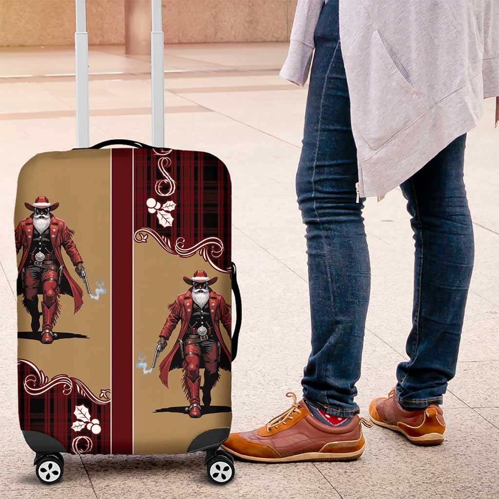 Western Yoke Luggage Cover Black Santa Cowboy Retro Style - Wonder Print Shop
