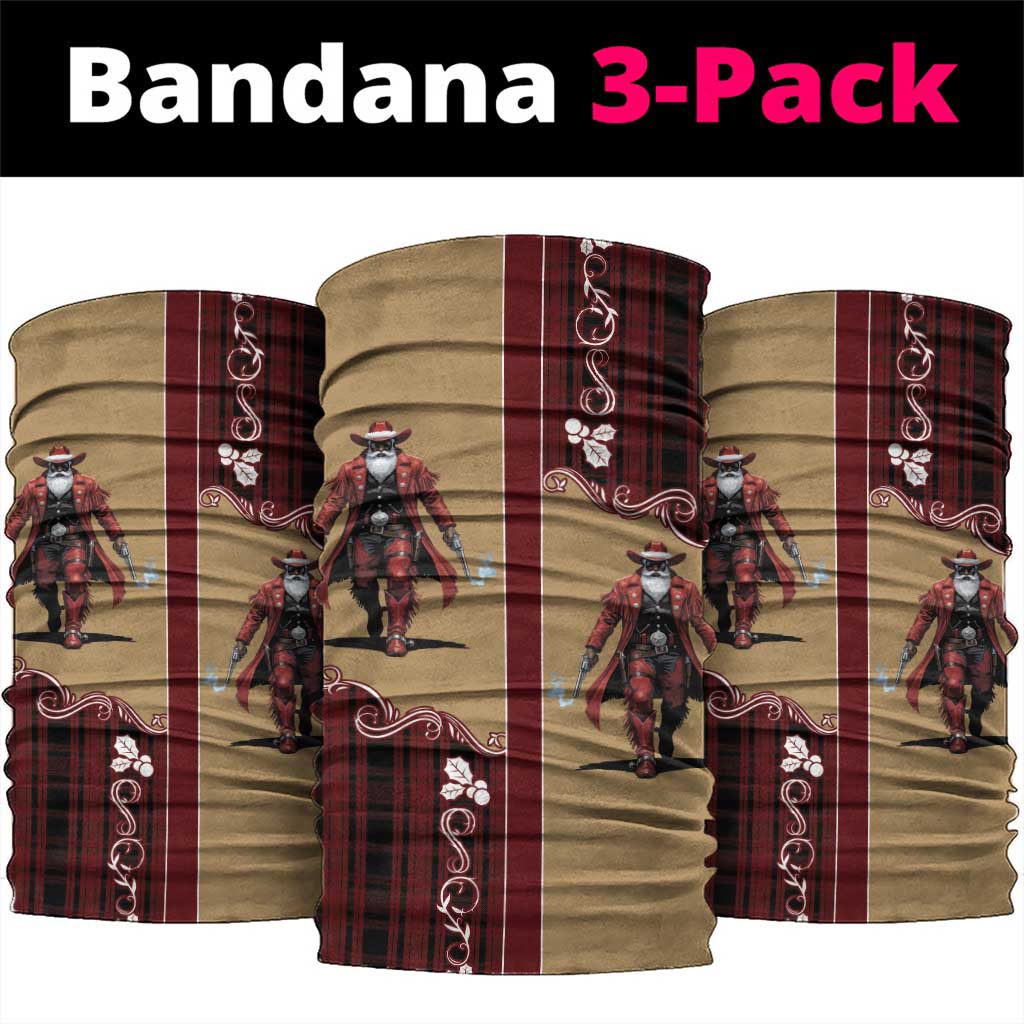 Western Yoke Neck Gaiter Black Santa Cowboy Retro Style - Wonder Print Shop