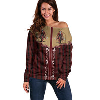 Western Yoke Off Shoulder Sweater Black Santa Cowboy Retro Style - Wonder Print Shop