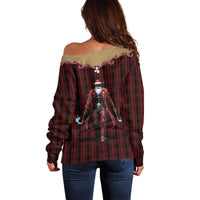 Western Yoke Off Shoulder Sweater Black Santa Cowboy Retro Style - Wonder Print Shop