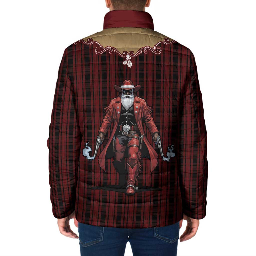 Western Yoke Padded Jacket Black Santa Cowboy Retro Style - Wonder Print Shop